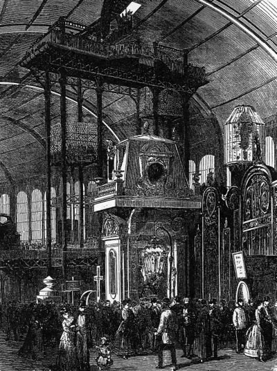 Гидравлический подъемник Леона Эдду на Всемирной выставке 1867 года в Галерее машин